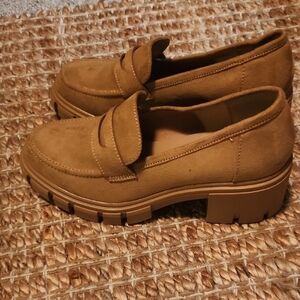 Me Too Tan Flats with Soft Suede and Slip-On Design